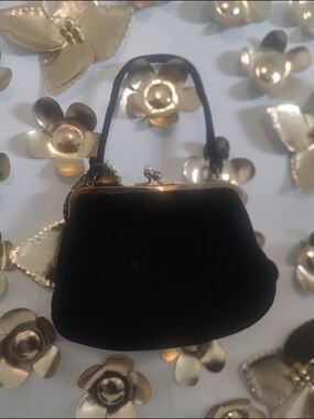 Classic Black Velvet Frame-Top Handbag